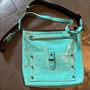 Botkier Warren Leather Convertible Turquoise Crossbody Shoulder Bag